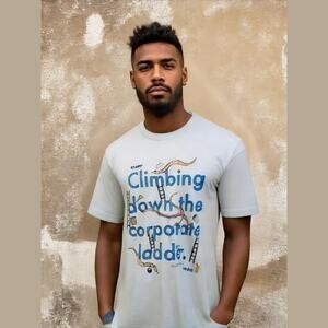 Climbing Down the Corporate Ladder White T-Shirt Medium NWT